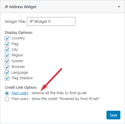 WordPress IP Widget Options